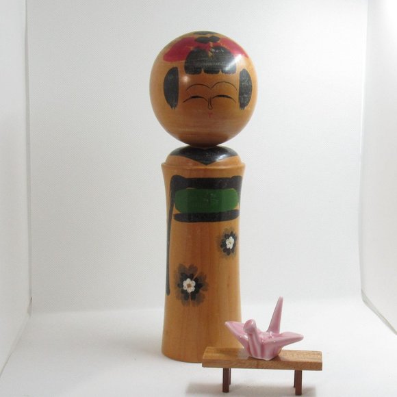 BIg green Japanese kokeshi doll/ kokeshi doll/ set - Picture 1 of 9